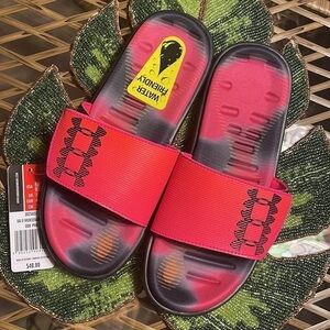 Brand New Under Armour Water Friendly Mercenary Slides Large Strap Pink Sandals